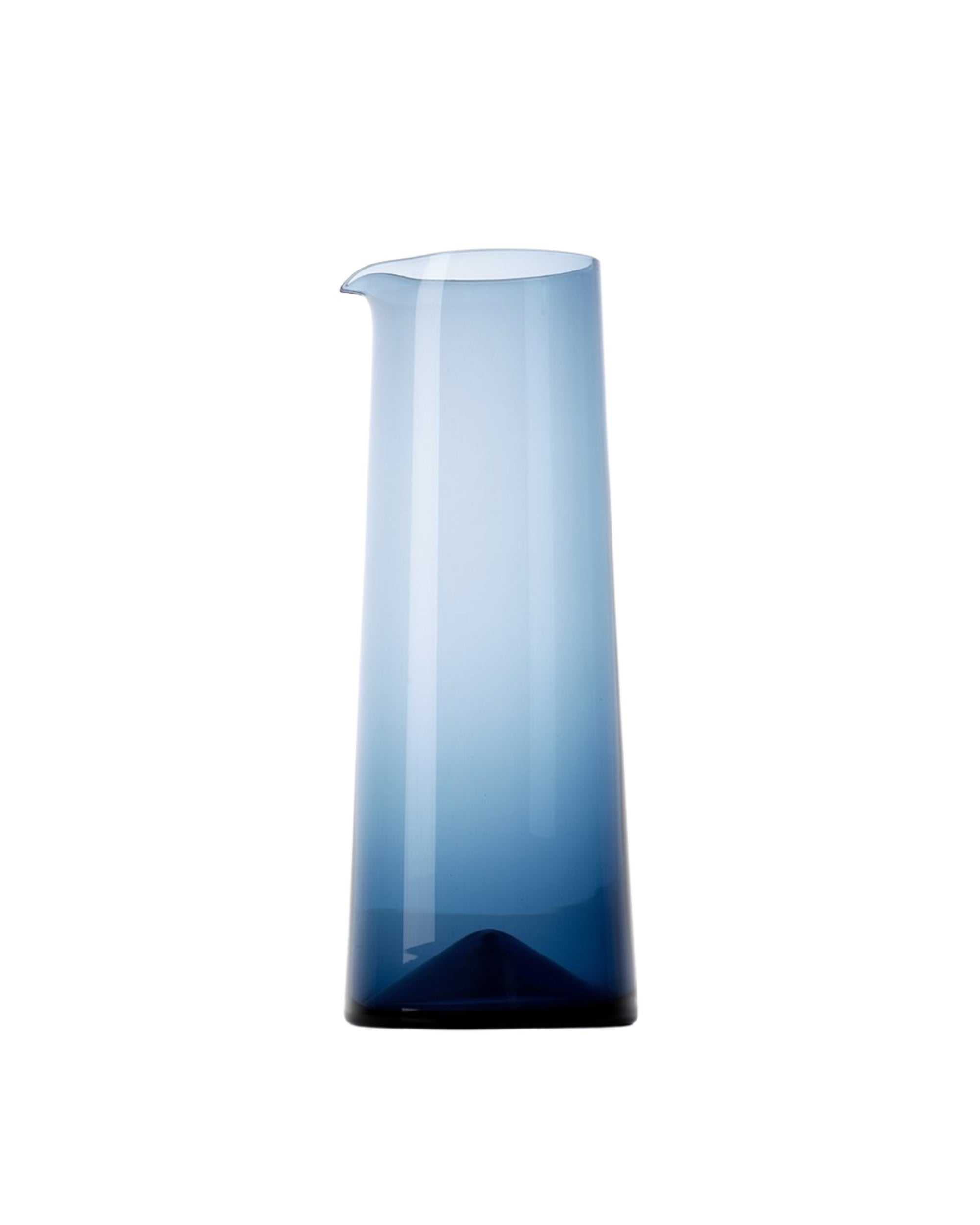 Carafe à eau design aux lignes épurées en verre recyclé bleu azur.