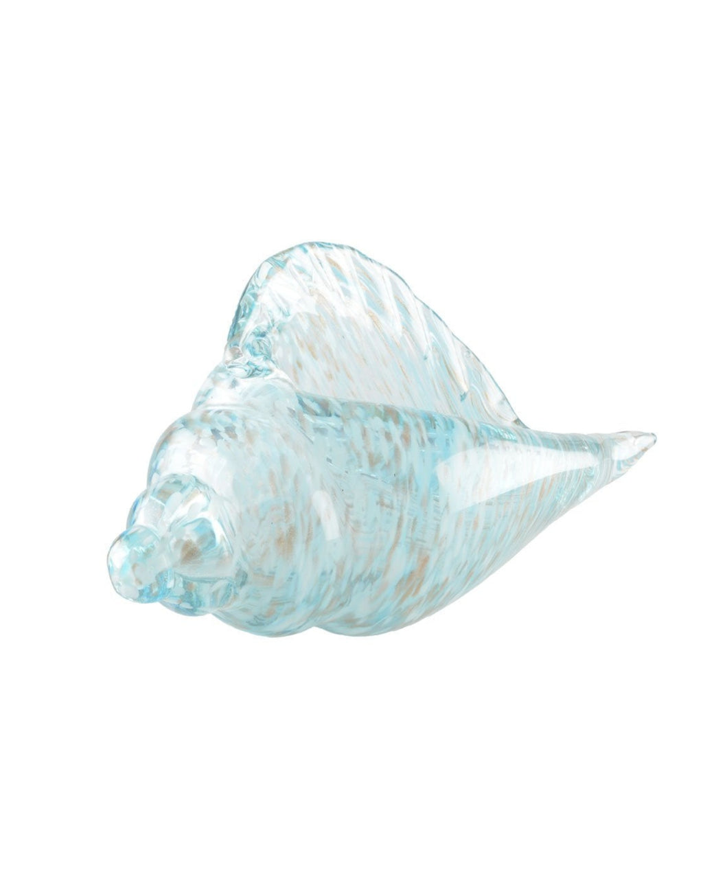 Grande coupelle décorative en forme de coquillage en verre texturé bleu azur.