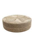 Pouf géant (100cm) tressé en jonc de mer naturel avec motif étoile.