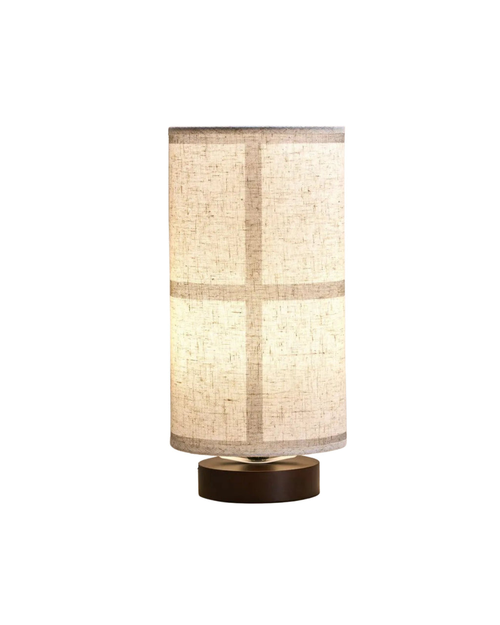 Lampe à Poser Japandi en Lin et Bois Foncé Sakura (35cm)