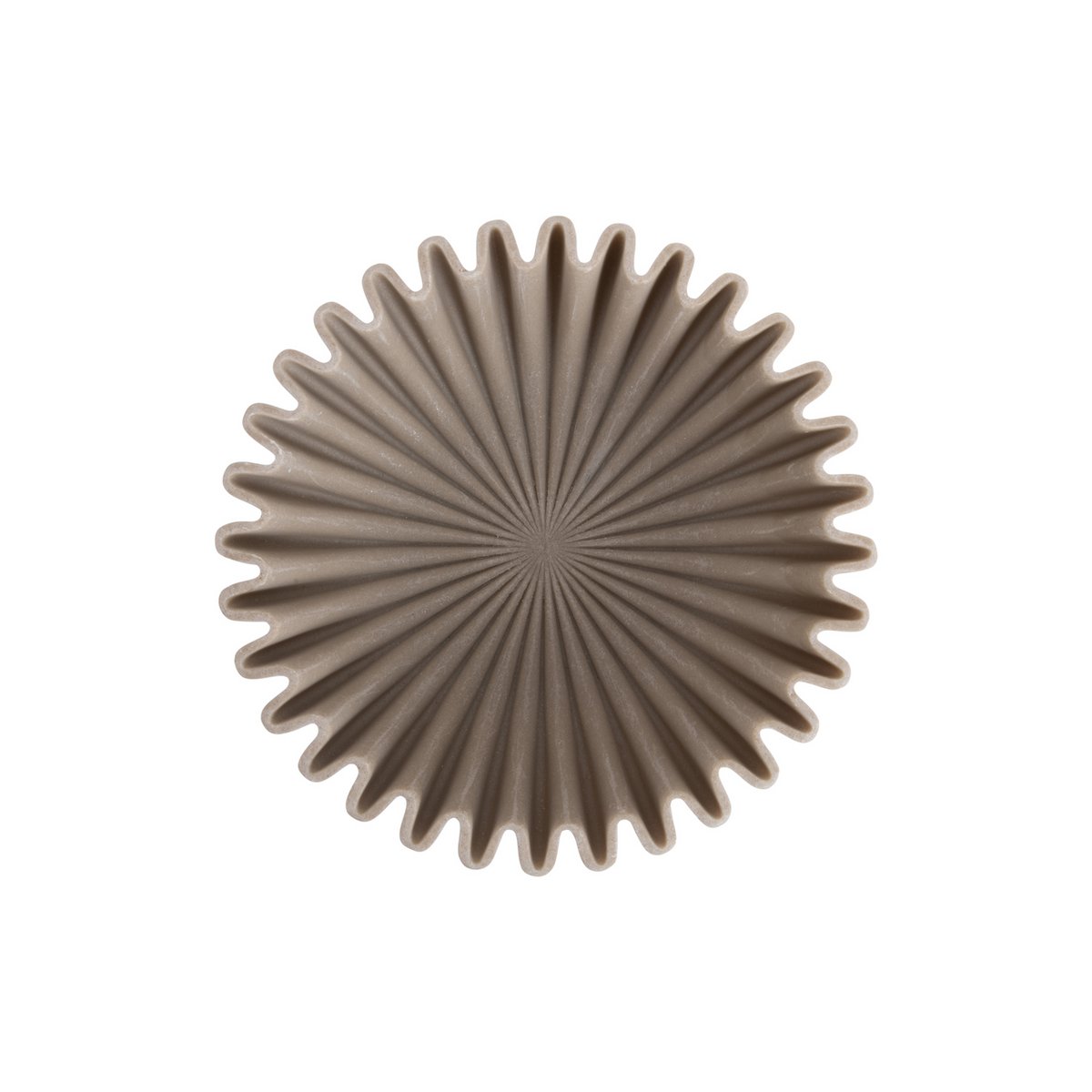 Vue de dessus du bol vague moyen gris béton, motif rayonnant en étoile, design sculptural nordique