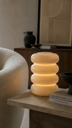 Lampe à Poser ARO Verre Superposé Blanc Ø12×17 cm