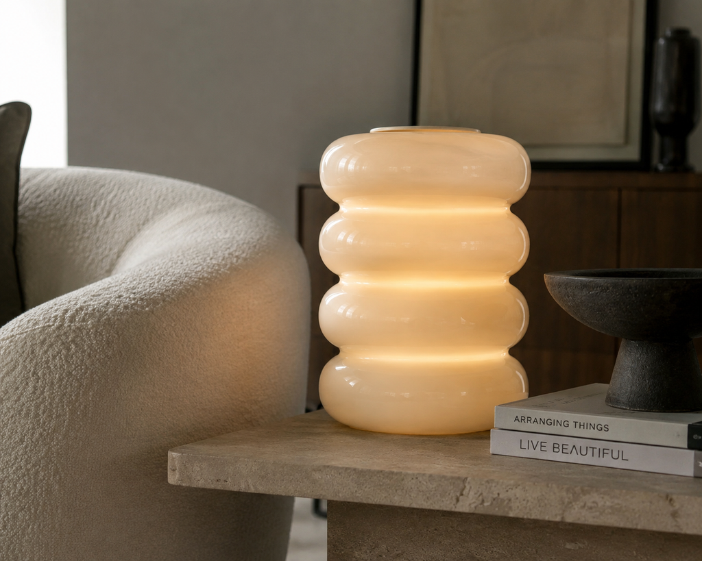 Lampe à Poser ARO Verre Superposé Blanc Ø12×17 cm