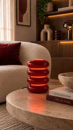 Lampe à Poser ARO Verre Superposé Rouge Ø12×17 cm