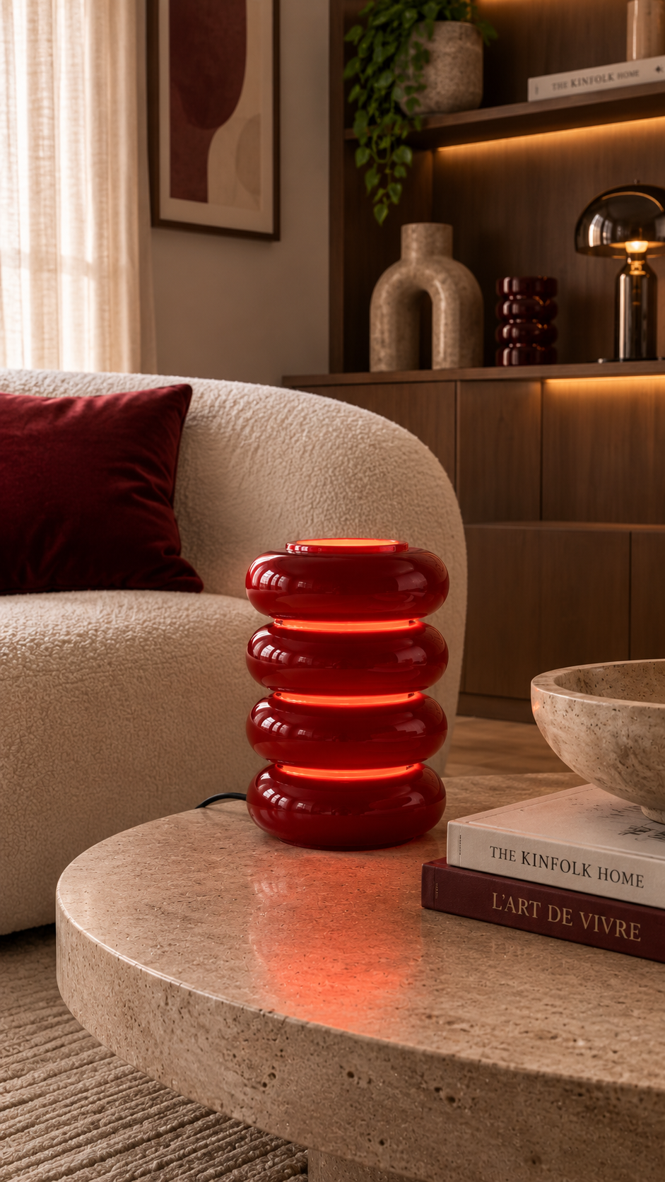Lampe à Poser ARO Verre Superposé Rouge Ø12×17 cm