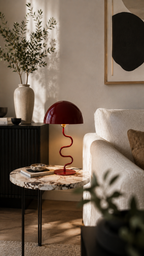 Lampe à Poser LOLA Pied Torsadé Fer Émaillé Rouge Ocre Ø31×54 cm