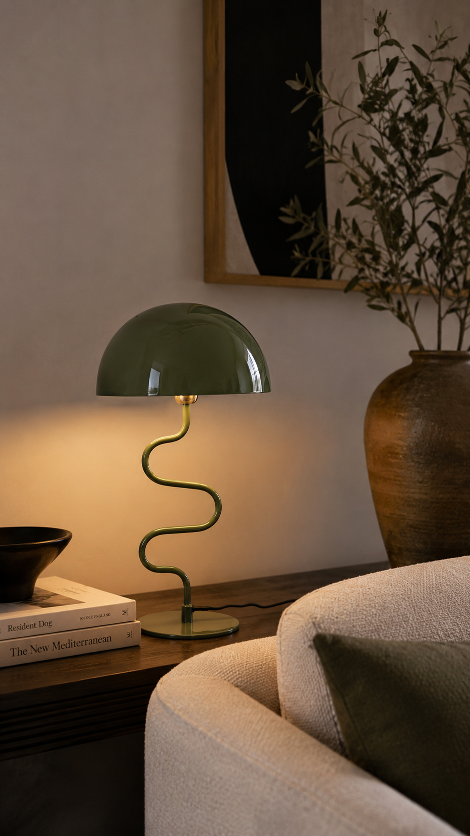 Lampe à Poser LOLA Pied Torsadé Fer Émaillé Vert Jungle Ø31×54 cm
