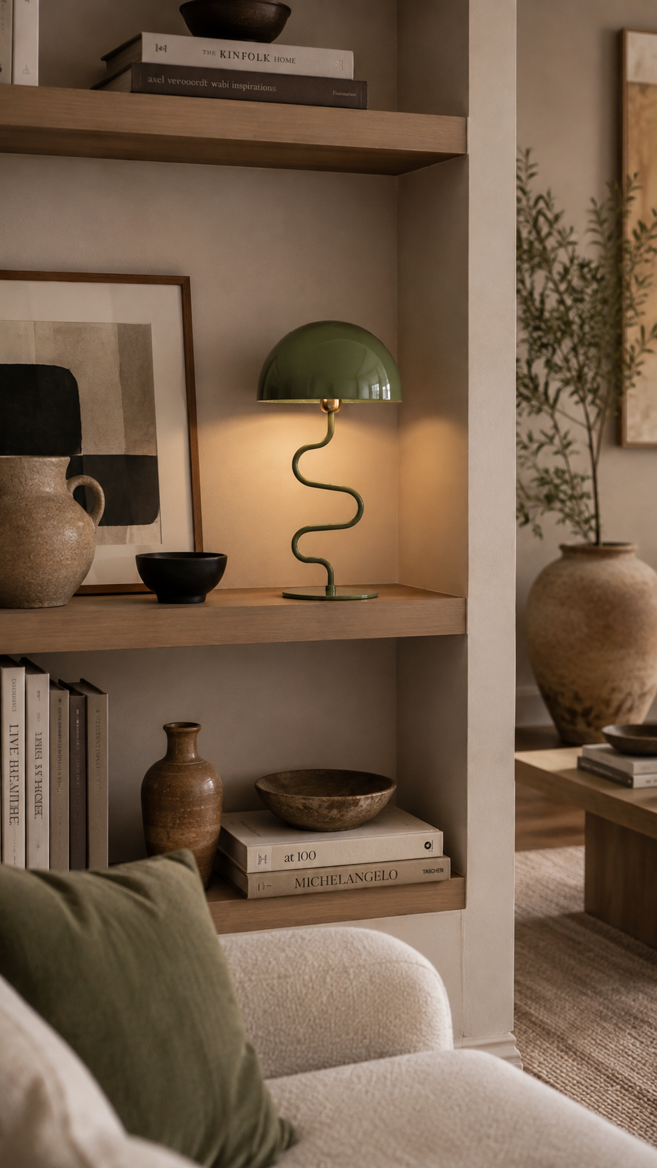 Lampe à Poser LOLA Pied Torsadé Fer Émaillé Vert Jungle Ø31×54 cm