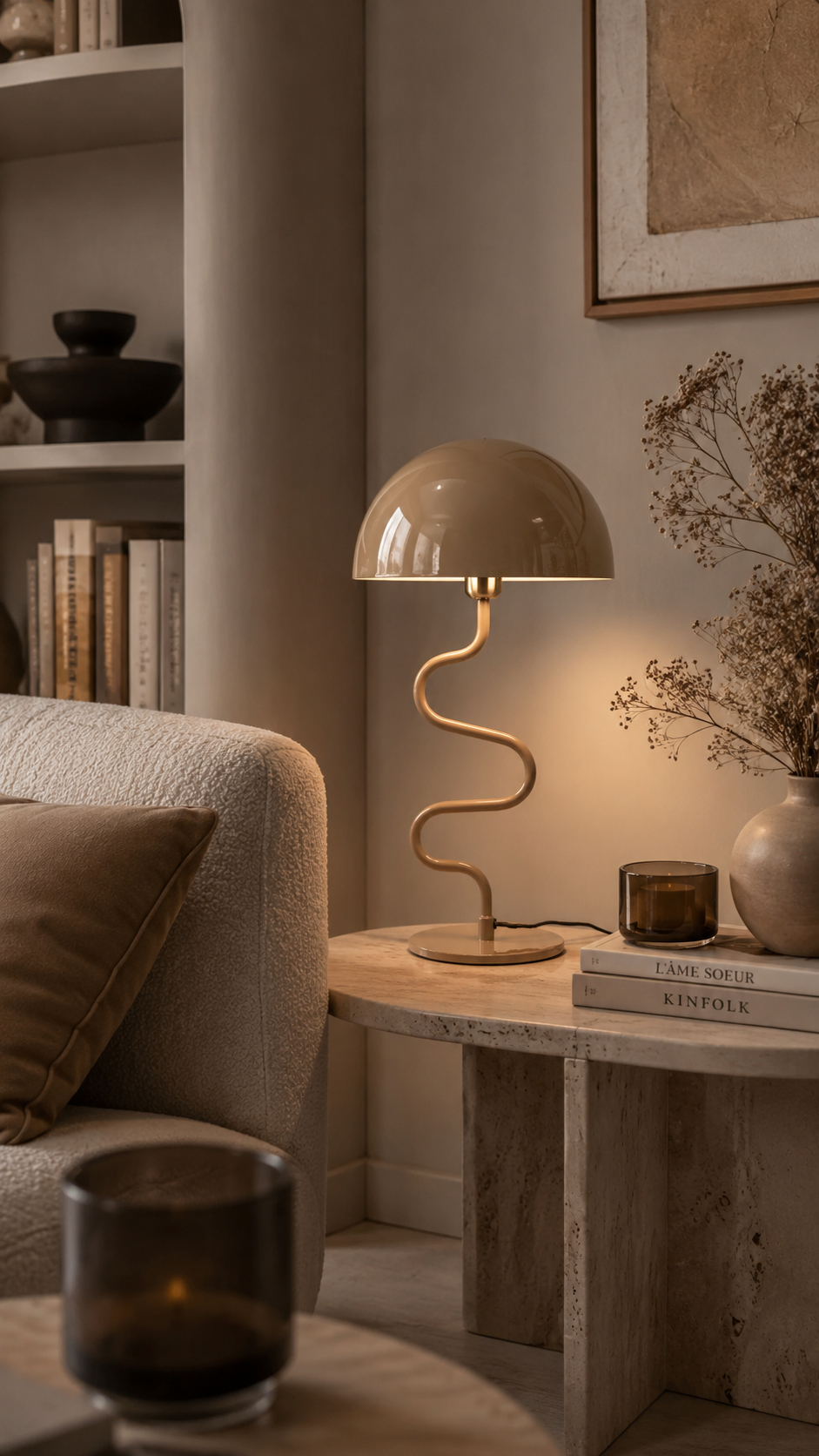 Lampe à Poser LOLA Pied Torsadé Fer Émaillé Marron Ø31×54 cm