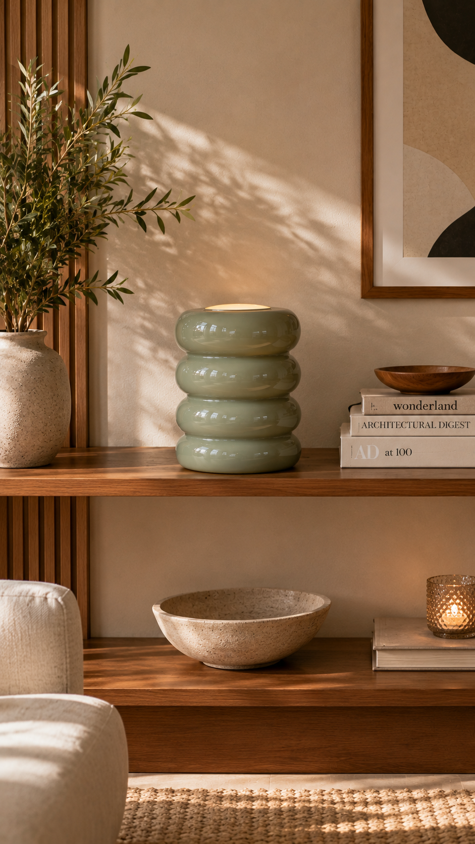 Lampe à Poser ARO Verre Superposé Gris Clair Ø12×17 cm