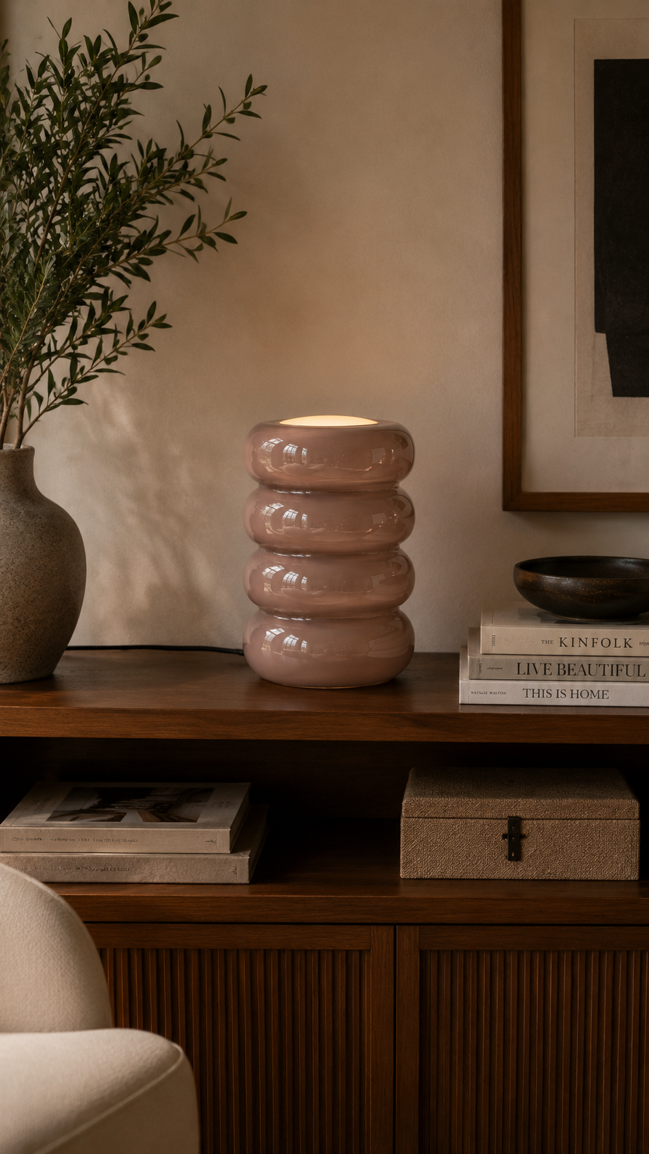 Lampe à Poser ARO Verre Superposé Gris Ø12×17 cm