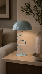 Lampe à Poser LOLA Pied Torsadé Fer Émaillé Bleu Ø31×54 cm