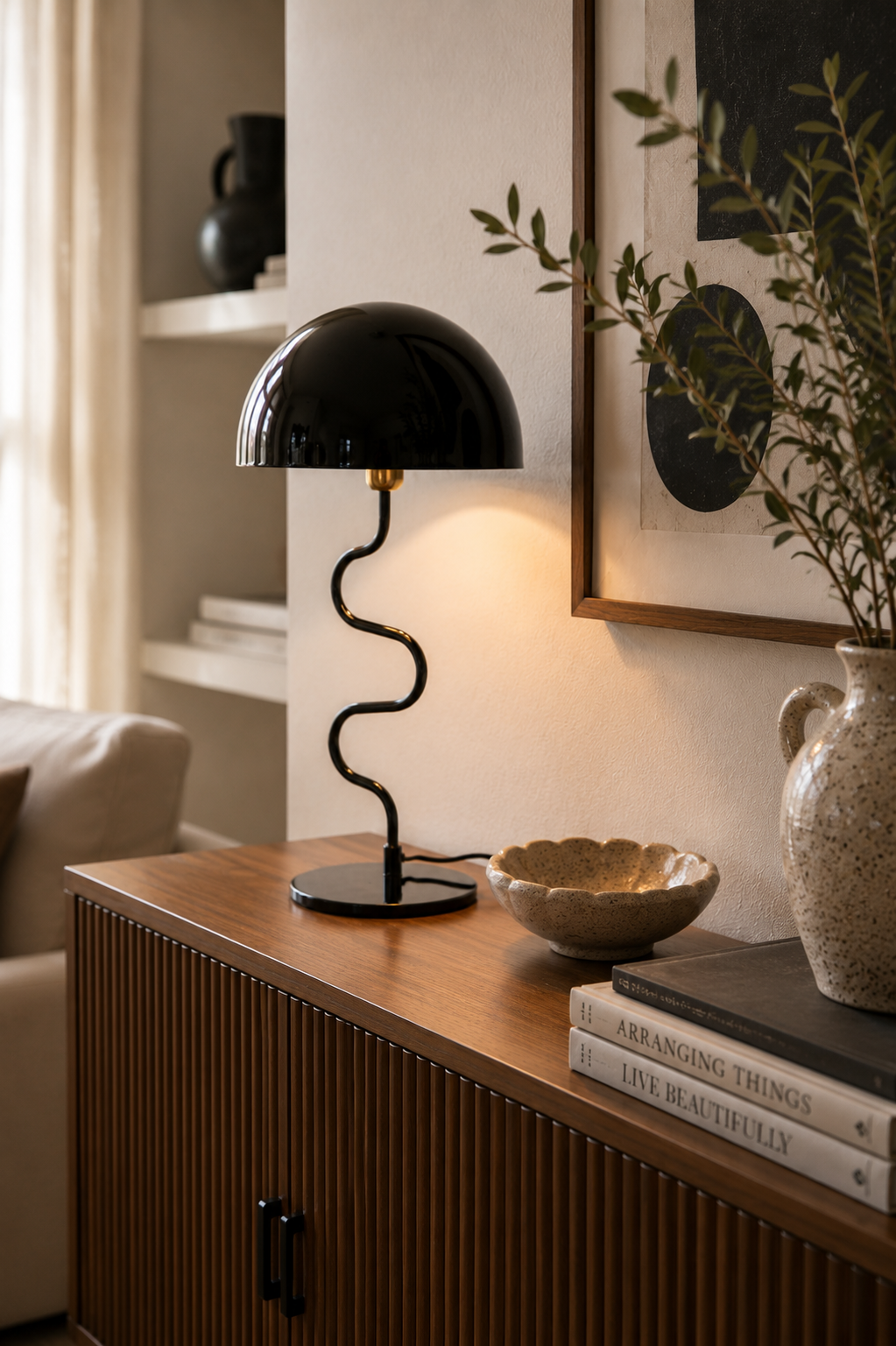 Lampe à Poser LOLA Pied Torsadé Fer Émaillé Noir Ø31×54 cm