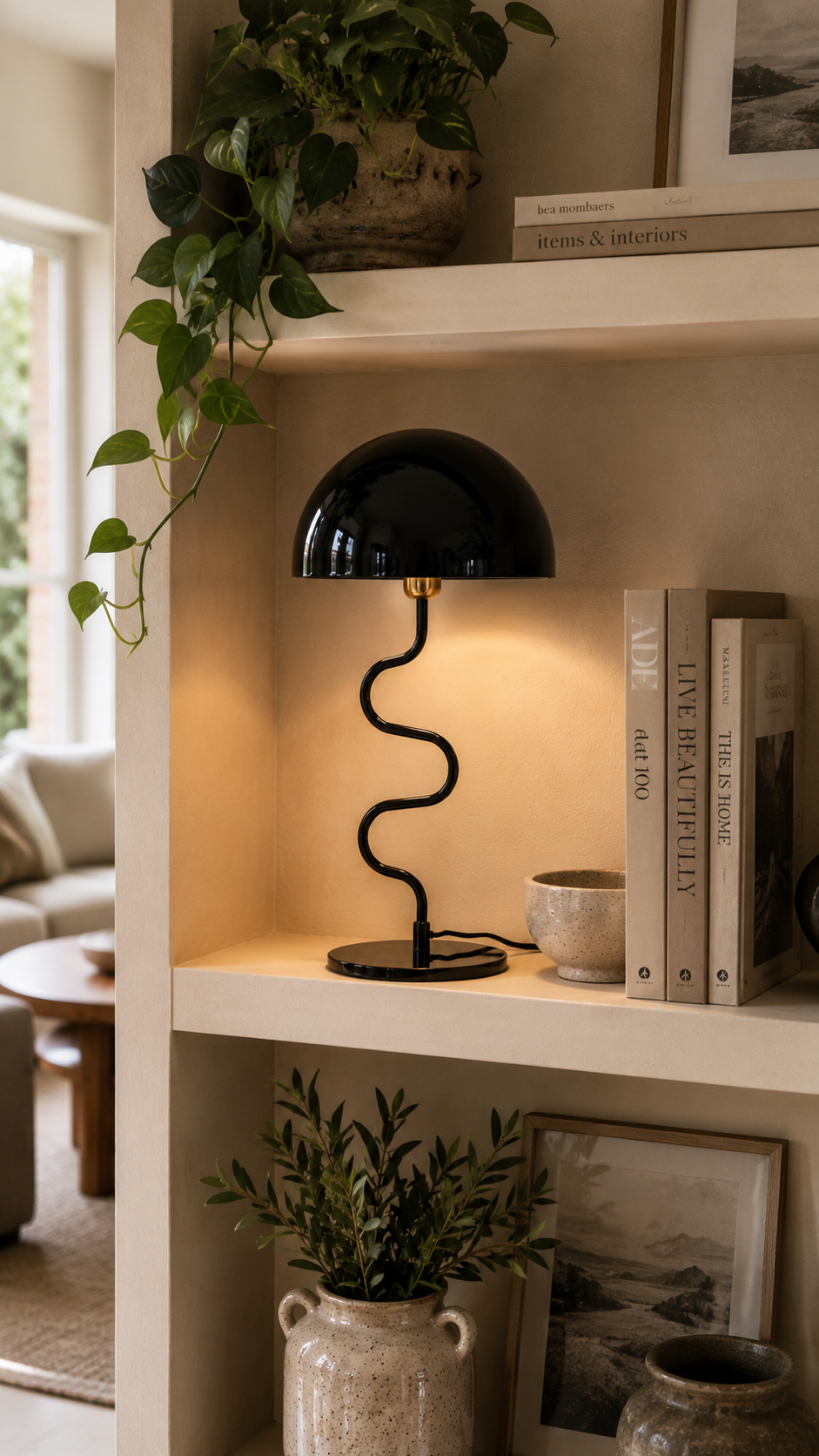 Lampe à Poser LOLA Pied Torsadé Fer Émaillé Noir Ø31×54 cm