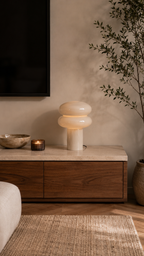 Lampe à Poser HALO Double Anneau Verre Gris Ø20×24 cm