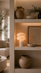 Lampe à Poser HALO Double Anneau Verre Gris Ø20×24 cm