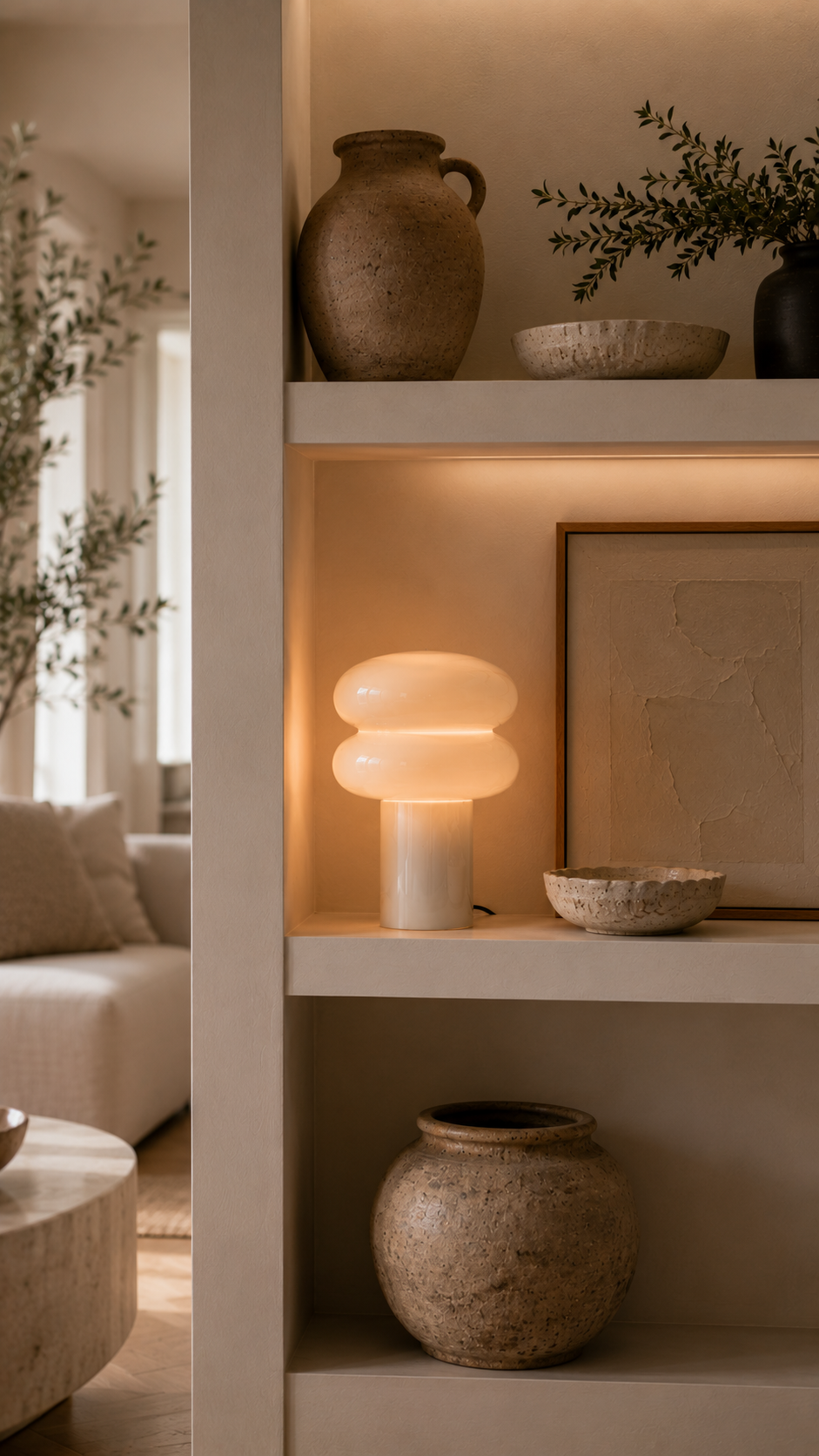 Lampe à Poser HALO Double Anneau Verre Gris Ø20×24 cm