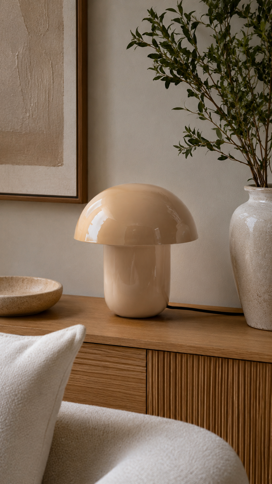 Lampe à Poser NORA Champignon Fer Émaillé Marron Ø29×25 cm