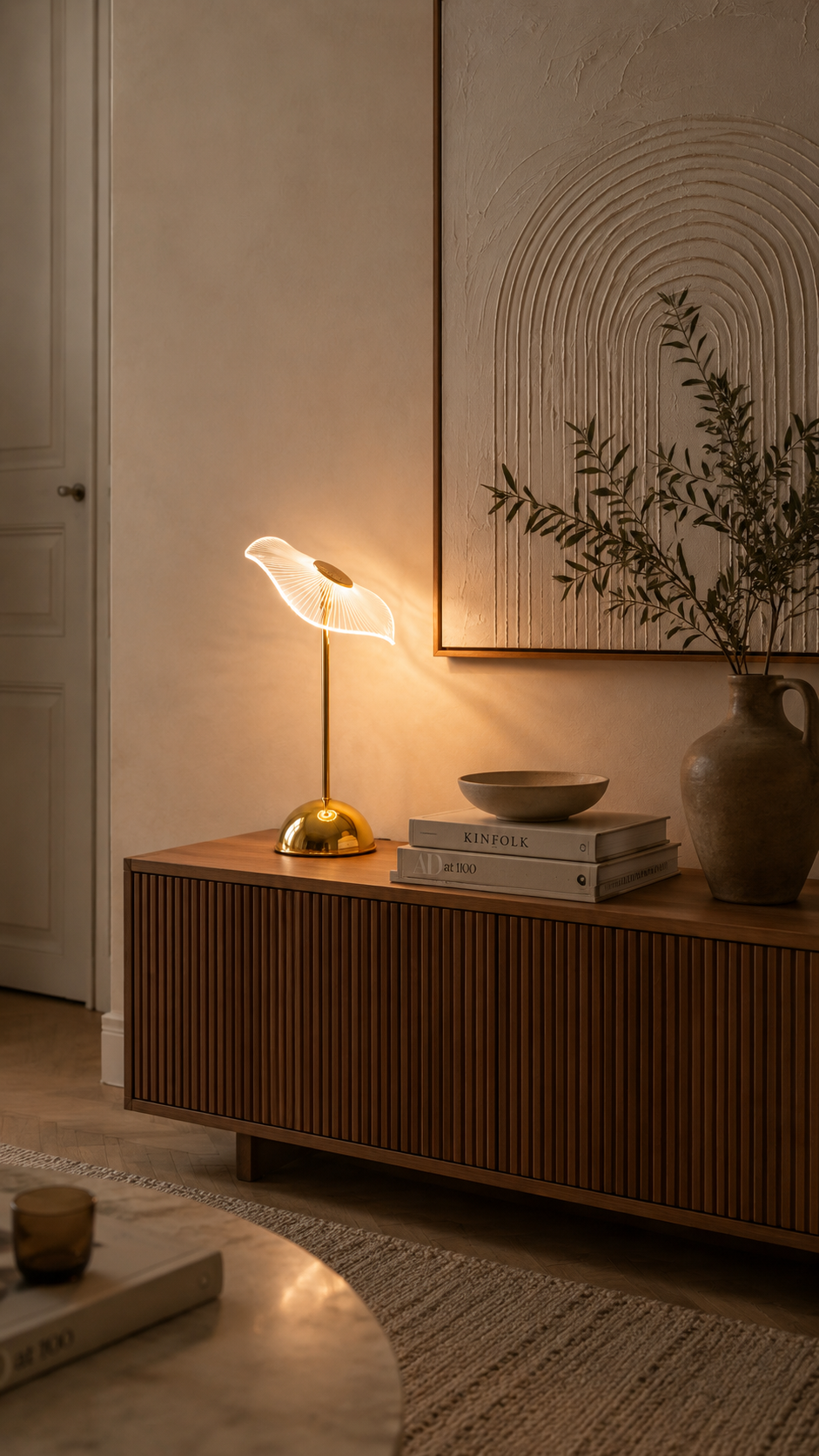 Lampe à Poser FLORA Mini LED Métal Doré Ø23,5×31 cm