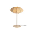 Lampe de table Paris Disque, abat-jour coton beige crème en forme de disque, pied laiton doré, vue principale