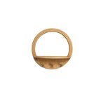 Miroir mural rond en rotin naturel avec tablette basse et 3 crochets ronds en bois demi-cercle bas style boheme nordique fond blanc