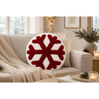 Coussin de Noël Rond Flocon de Neige Rouge Blanc Snoworb
