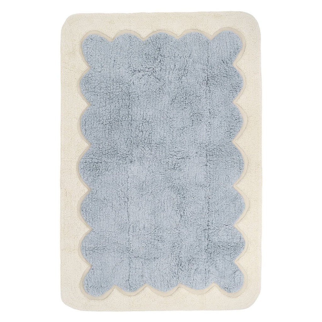 Tapis Coton Design Festonné Bleu Nuage 100×150 cm – Alfonsina