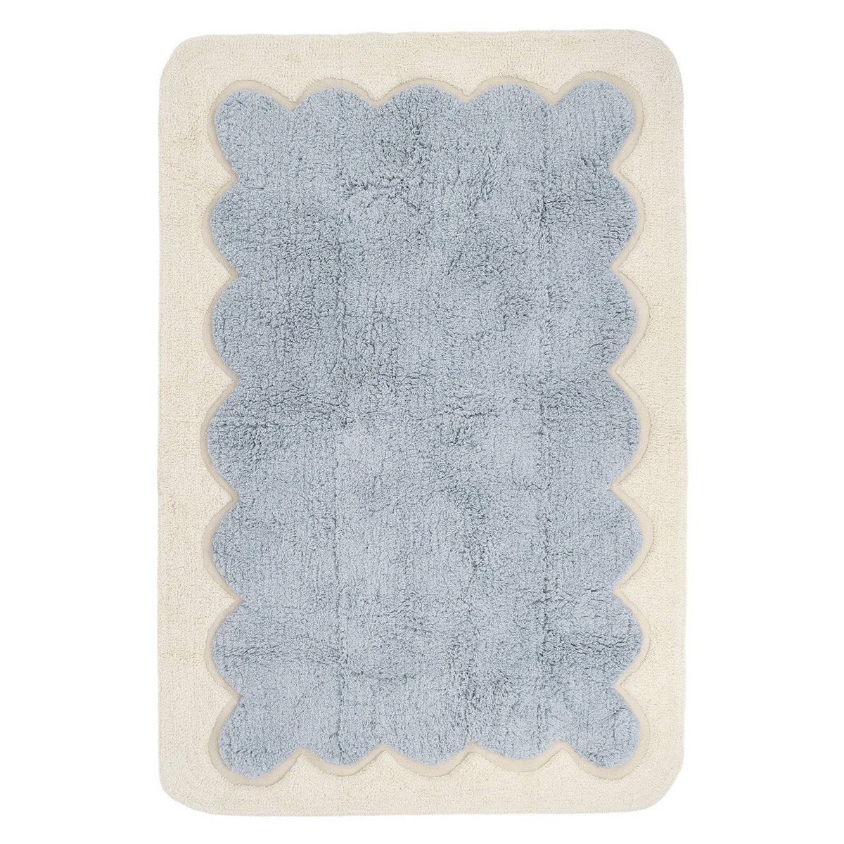 Tapis Coton Design Festonné Bleu Nuage 100×150 cm – Alfonsina