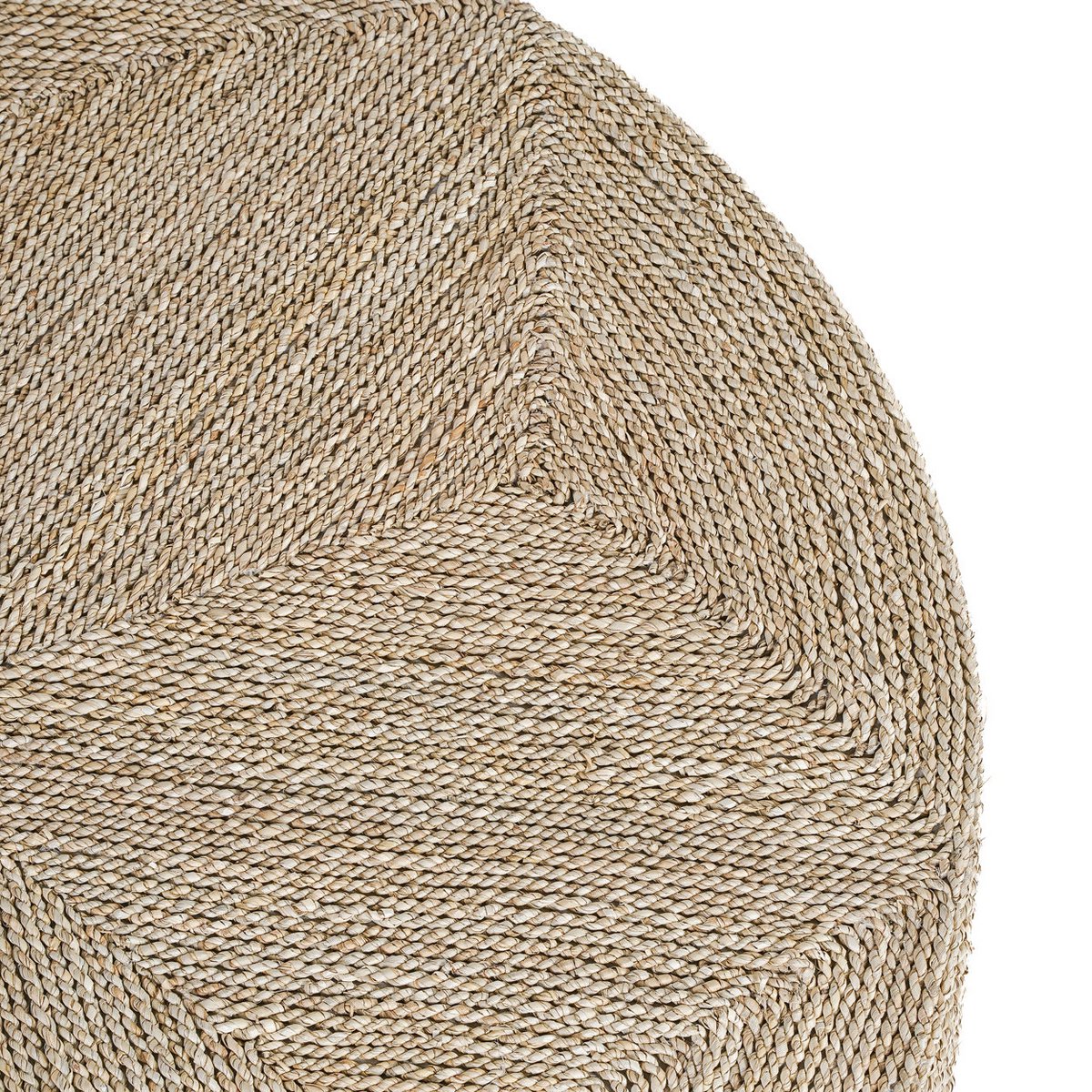Détail du tressage serré et qualitatif en fibre de jonc de mer (seagrass).