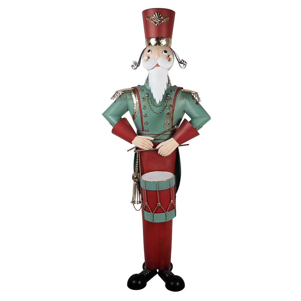 Sculpture Casse-Noisette Géant Noël Métal Rouge 75×50×186 cm
