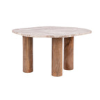 Table Basse ORGANIC Marbre Marron Pieds Bois 75×50×40 cm