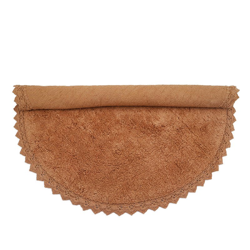 Tapis Rond Coton Tufté Main Finition Crochet Toffee Ø110 cm – Perla