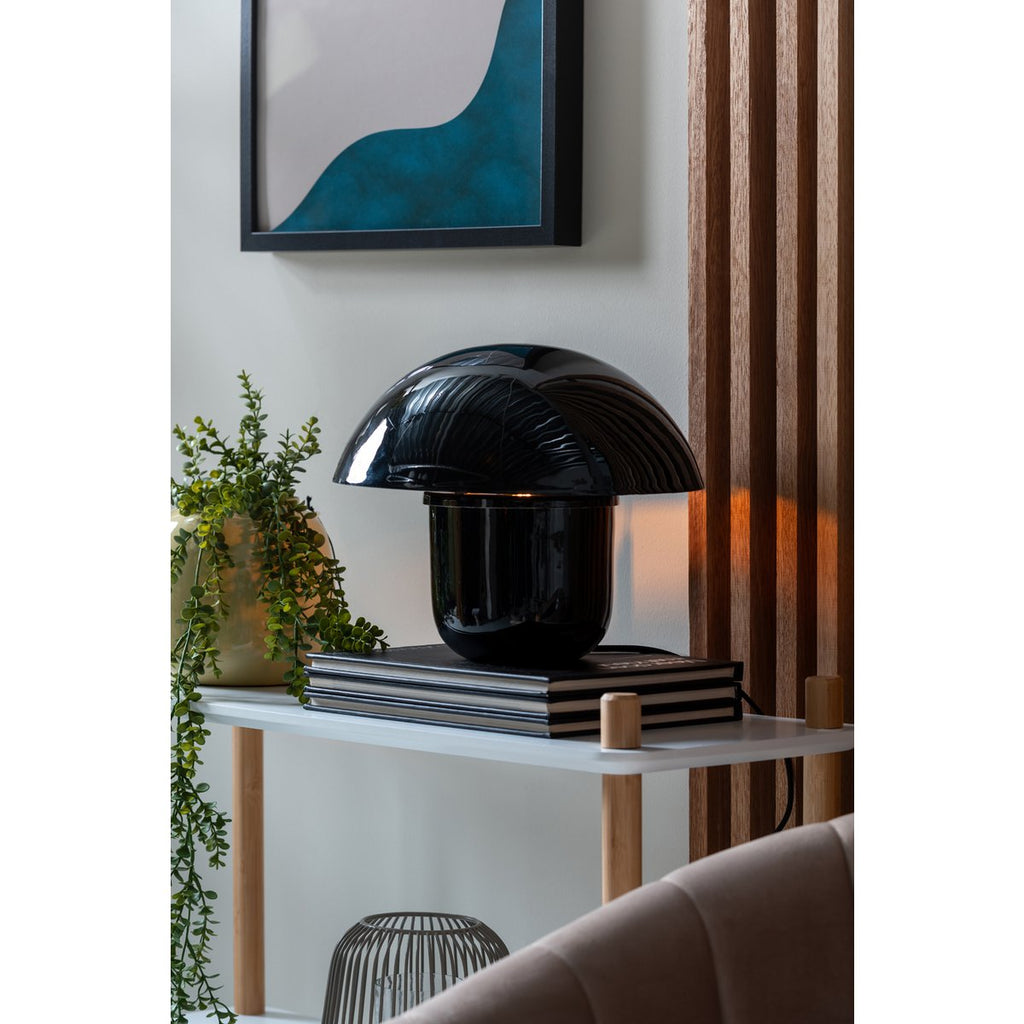Lampe à Poser NORA Champignon Fer Émaillé Noir Ø29×25 cm