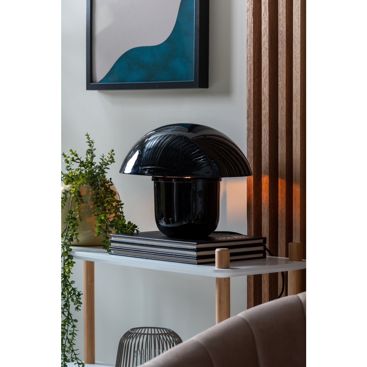 Lampe à Poser NORA Champignon Fer Émaillé Noir Ø29×25 cm