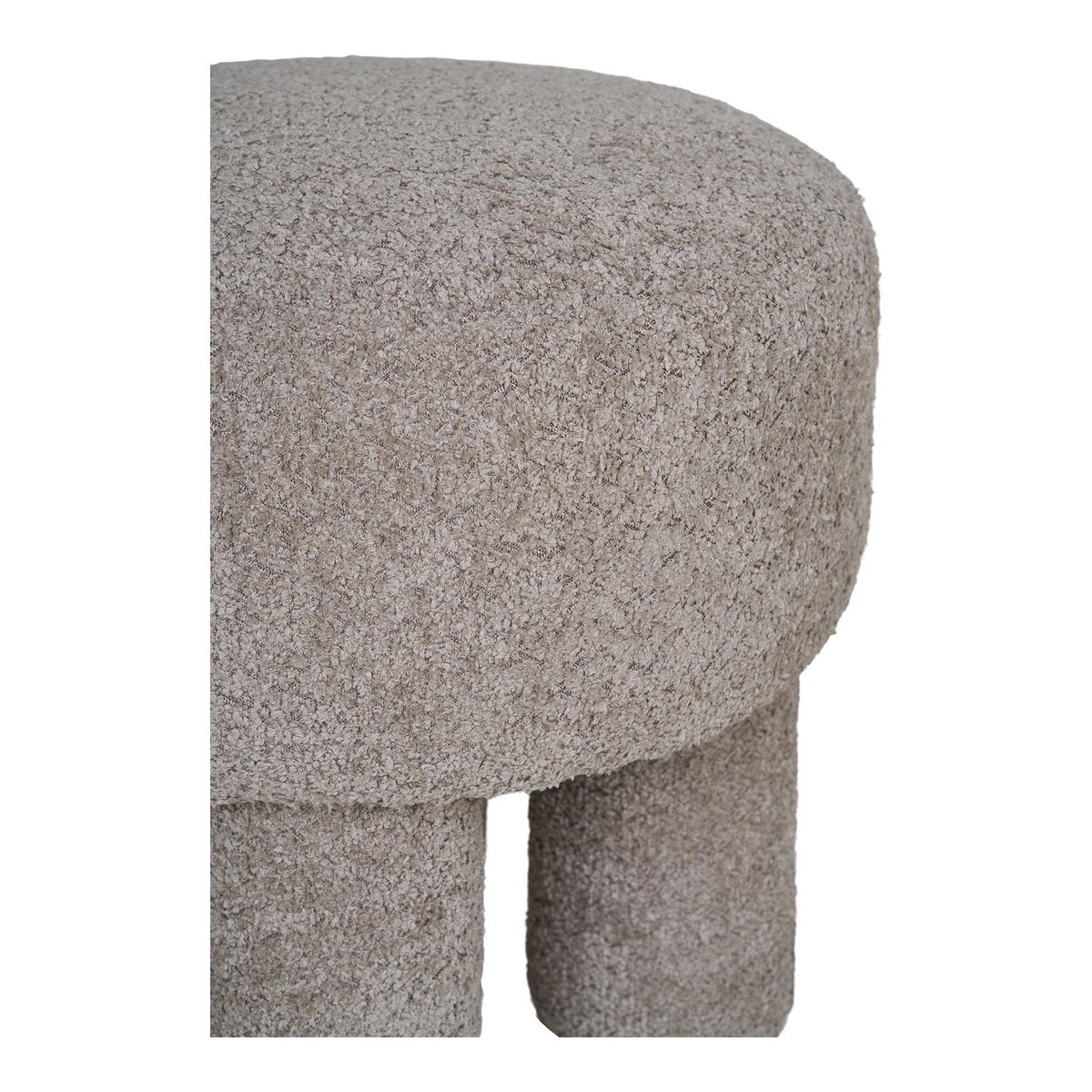 Pouf CANBERRA Bouclette Gris Clair Pieds Cylindriques Ø43×43 cm
