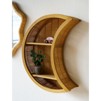 Étagère Murale Rotin Forme Lune 2 Étagères – Luca
