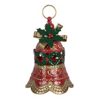 Décoration Noël Cloche Métal Rouge Houx Doré Ø21×29 cm