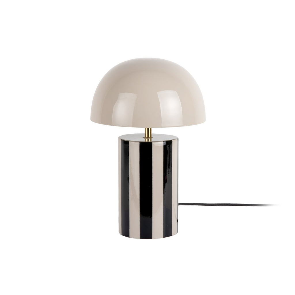 Lampe à Poser CHLOÉ Champignon Fer Rayé Gris Pied Chromé Ø25×34 cm