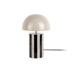 Lampe à Poser CHLOÉ Champignon Fer Rayé Gris Pied Chromé Ø25×34 cm