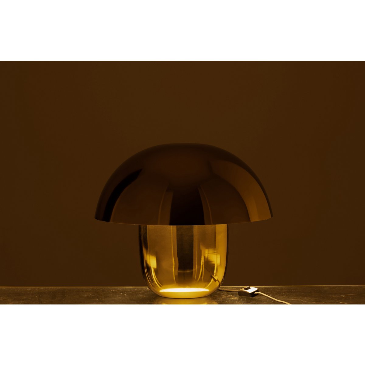 Lampe de Table Champignon Métal Or Grand Modèle Ø40 cm