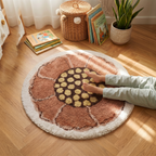 Tapis Rond à Poils Longs Motif Fleur Ø120 cm – Bohemian Flora