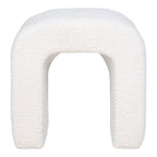 Pouf COLMA Bouclette Blanc Structure Bois 41×36,5 cm