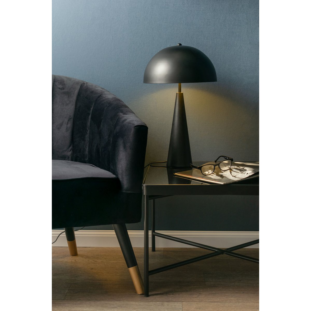 Lampe à Poser SUBLIME Fer Noir Mat Courbe Ø30×51 cm