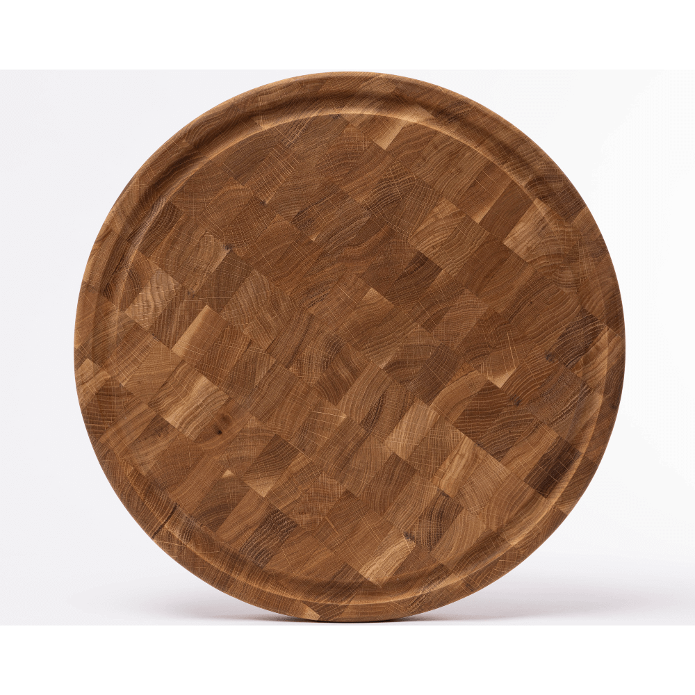 Planche à Découper Ronde Chêne Massif Bois de Bout Ø42 cm – Woodstone