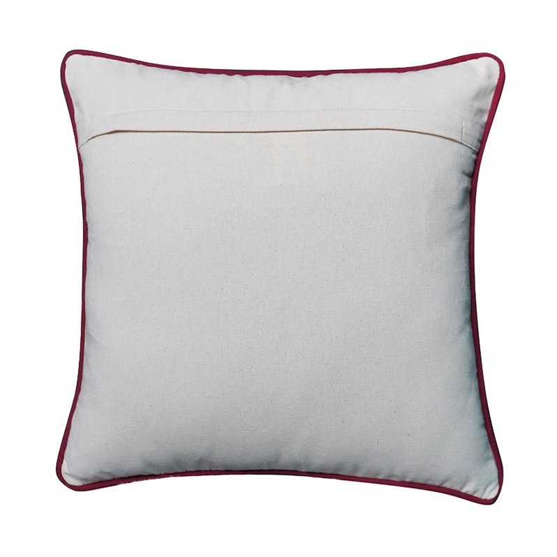 Housse de Coussin Noël Couronne Brodée Main Baies Feuilles Coton 45×45 cm