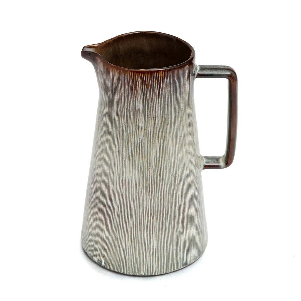 Carafe à eau en céramique portugaise avec grande anse, style bord de mer.