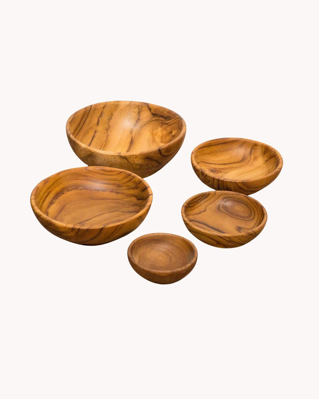 Ensemble de bols MIRAN faits main en teck naturel
