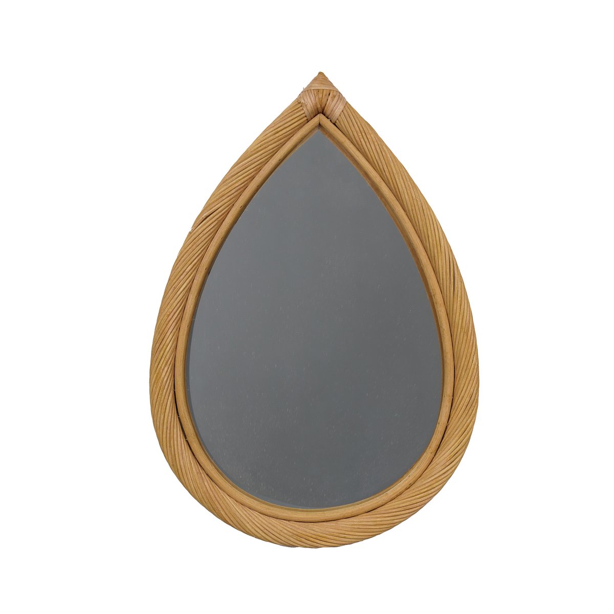Miroir Forme Goutte Bordure Rotin Meya 27×41 cm