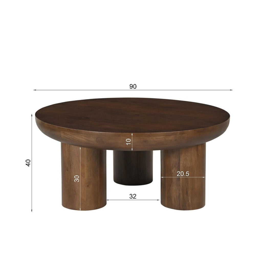 Détail de l'épaisseur impressionnante du plateau de la table basse (10cm).