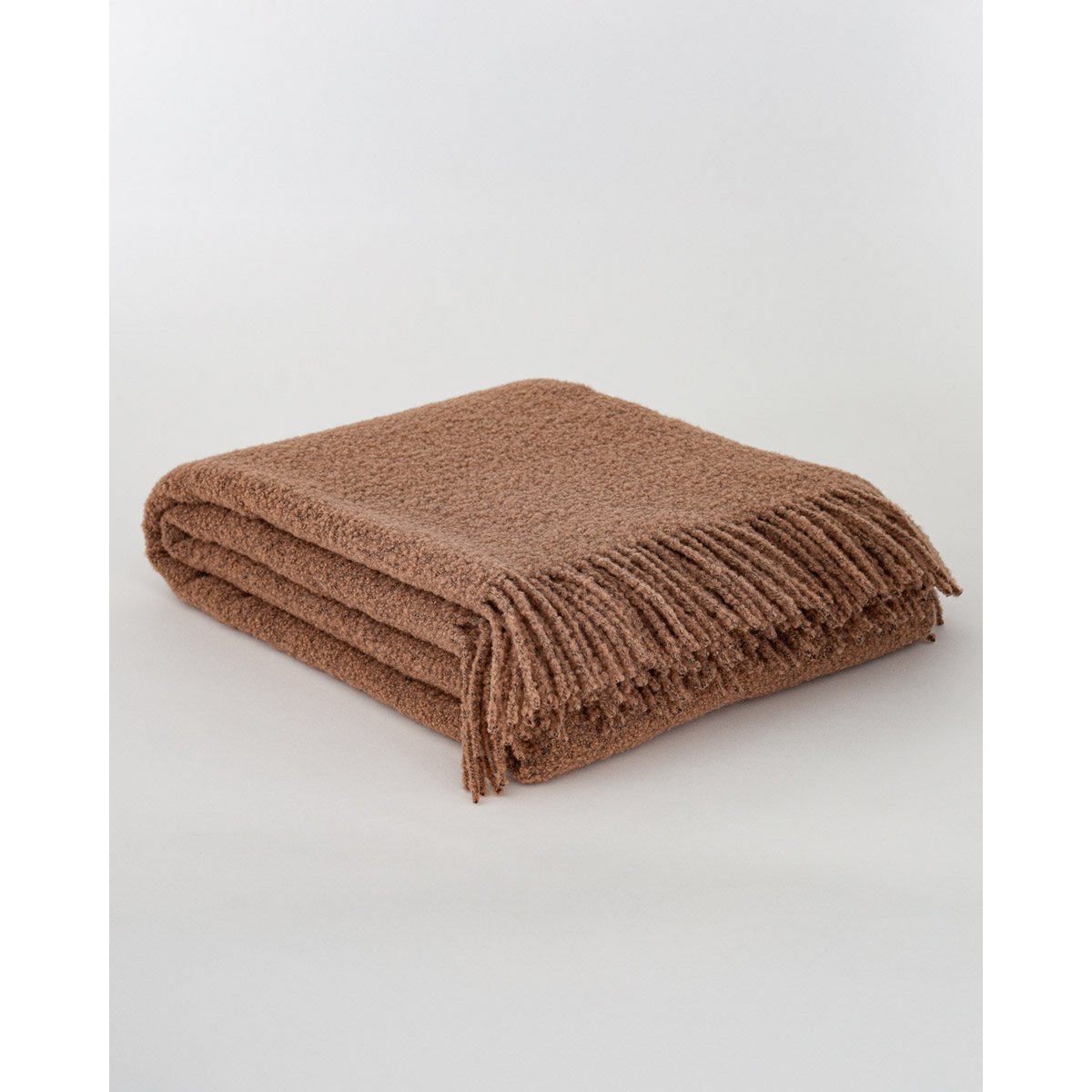 Plaid PARIS en Laine Bouclée Marron – 140 × 200 cm